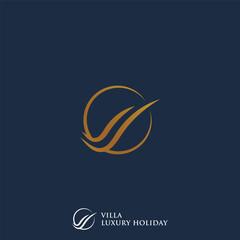 The luxurious logo of the initial letter V represents a villa in a circle representing a comfortable environment.