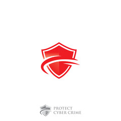 A powerful cyber protection logo with a forward-looking direction and a sophisticated red gradient.