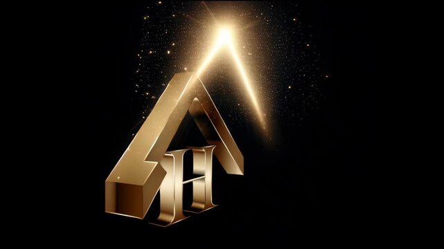 Futuristic golden house logo design featuring letter h digital art modern aesthetic minimalist environment creative concept
