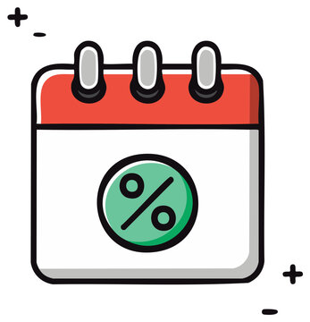 Discount offer sales day event calendar icon. Special date reminder reminder, season reduction shopping