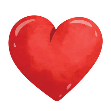 Heart clip art, heart vector illustration, hand drawn watercolor painting style, love clip art, i love you clip art, isolated on white background