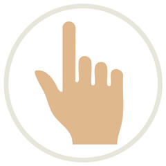 Fototapeta premium Flat design icon of human hand with index finger pointing up in a circle for digital interfaces