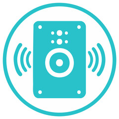 Turquoise Speaker Icon with Sound Waves in a Circle