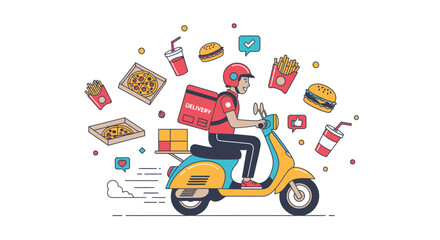 Food deliverywith scooter illustration