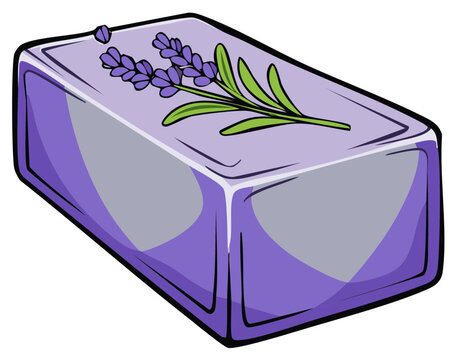 Artistic Lavender Soap Bar Illustration  with Cartoon Style Design and  Purple Hue Tones