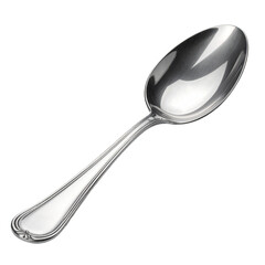 Polished silver spoon, angled view