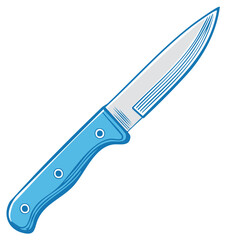 Stylized Kitchen Knife Illustration Featuring a Smooth Silver Blade and Sky Blue Handle with Silver Accents Cutlery Culinary