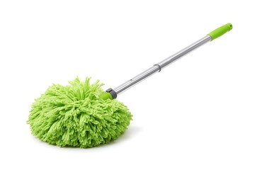 Fresh green microfiber mop ready for spring cleaning, a simple tool for home care and chores to keep your spaces sparkling and bright, cleanliness essential