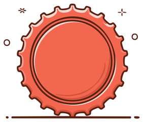 Coral Red Bottle Cap Graphic Design Isolated on White Background Illustration