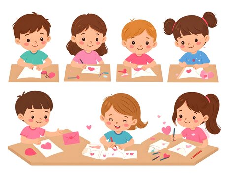 Children Making Valentine's Day Cards