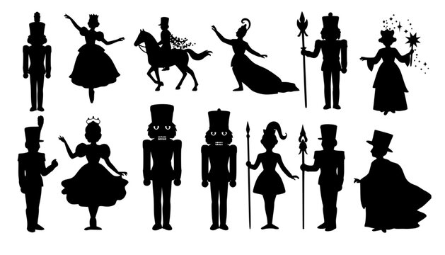 Nutcracker. Silhouettes. Magic vector illustration. Transparent background.
