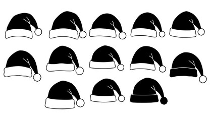Fototapeta premium isolated silhouette santa claus hat 
