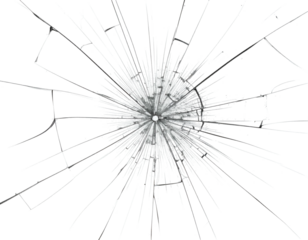 Graphic showing a circular impact shattering a clear surface against a black backdrop