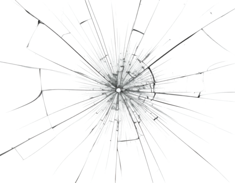 Graphic showing a circular impact shattering a clear surface against a black backdrop