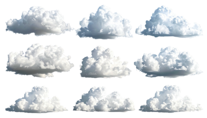 Collection of diverse cumulus clouds