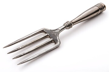 Elegant antique silver serving fork with ornate detailing, perfect for gourmet kitchens and culinary presentations, a timeless piece.