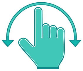 Obraz premium Turquoise Finger Swipe Gesture: Rotate Interaction Icon with Arrows