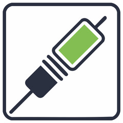 Symbolic Representation of a Syringe with Green Indicator in Minimalist Graphic Style