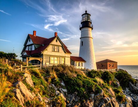Coastal Lighthouse Sunset