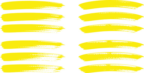 Collection of Yellow Brush Strokes on White Background - Abstract Art