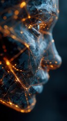 Abstract digital human face with network connections