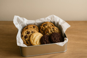 Freshly Baked Cookies in a Tin Box A Delightful Assortment of Flavors