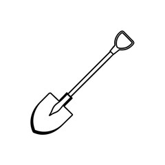 Illustration of a simple shovel tool on transparent background