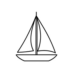 Simple outline drawing of sailboat on transparent background