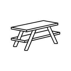 Outline drawing of a picnic table on transparent background