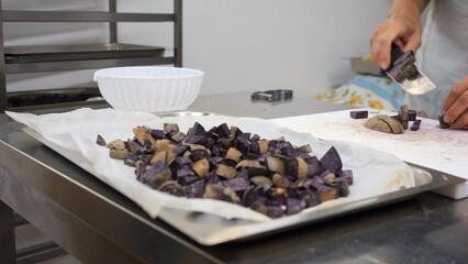 Chef's Hands Skillfully Prepare Fresh Ingredients A Close-Up Culinary Scene Capturing the Passion of Italian Food Preparation in a Professional Small Business Kitchen