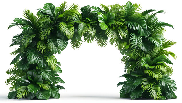 Elegant Tropical Green Leaf Archway Crafted from Monstera, Philodendron, and Ferns for Luxurious Outdoor Event Decoration
