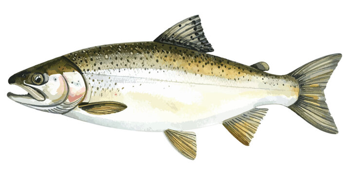 Watercolor Illustration of Wild Alaskan Pollock Fish