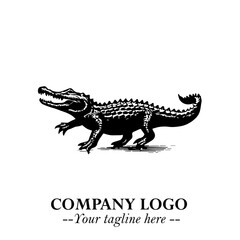 Black and White Crocodile Logo in Minimalist Modern Vector Design for Branding and Creative Identity