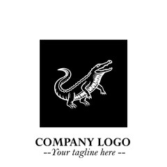 Black and White Crocodile Logo in Minimalist Modern Vector Design for Branding and Creative Identity