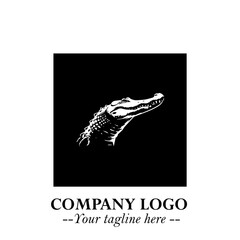 Black and White Crocodile Logo in Minimalist Modern Vector Design for Branding and Creative Identity
