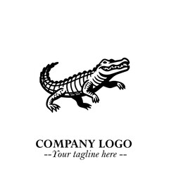 Black and White Crocodile Logo in Minimalist Modern Vector Design for Branding and Creative Identity
