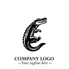 Black and White Crocodile Logo in Minimalist Modern Vector Design for Branding and Creative Identity