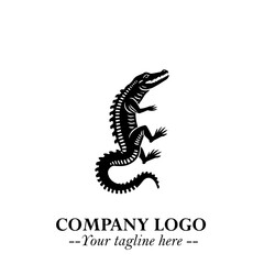 Black and White Crocodile Logo in Minimalist Modern Vector Design for Branding and Creative Identity