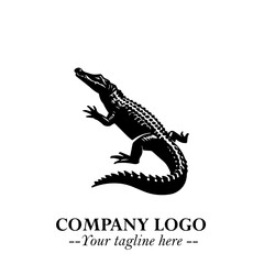 Black and White Crocodile Logo in Minimalist Modern Vector Design for Branding and Creative Identity
