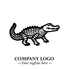 Black and White Crocodile Logo in Minimalist Modern Vector Design for Branding and Creative Identity