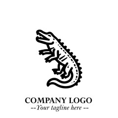 Black and White Crocodile Logo in Minimalist Modern Vector Design for Branding and Creative Identity