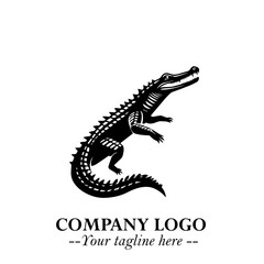 Black and White Crocodile Logo in Minimalist Modern Vector Design for Branding and Creative Identity