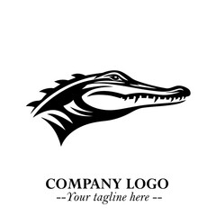 Black and White Crocodile Logo in Minimalist Modern Vector Design for Branding and Creative Identity