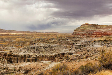 Fall Storm Clouds Moving over Gooseberry Badlands Recreation Area in Wyoming.