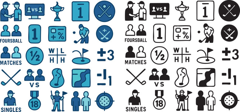 Golf Icons and Symbols for Sports and Recreation.