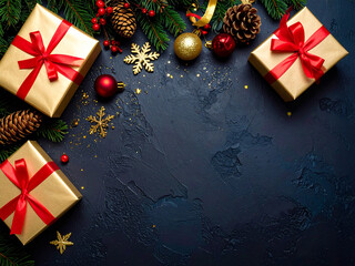 クリスマス　黒背景　高級感のあるカード