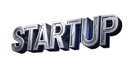 Startup text effect isolated on transparent background for business idea