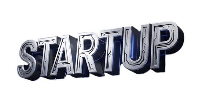 Startup text effect isolated on transparent background for business idea