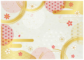 和柄と和紙背景