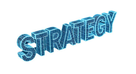 Strategy text with blue digital effect isolated on transparent background